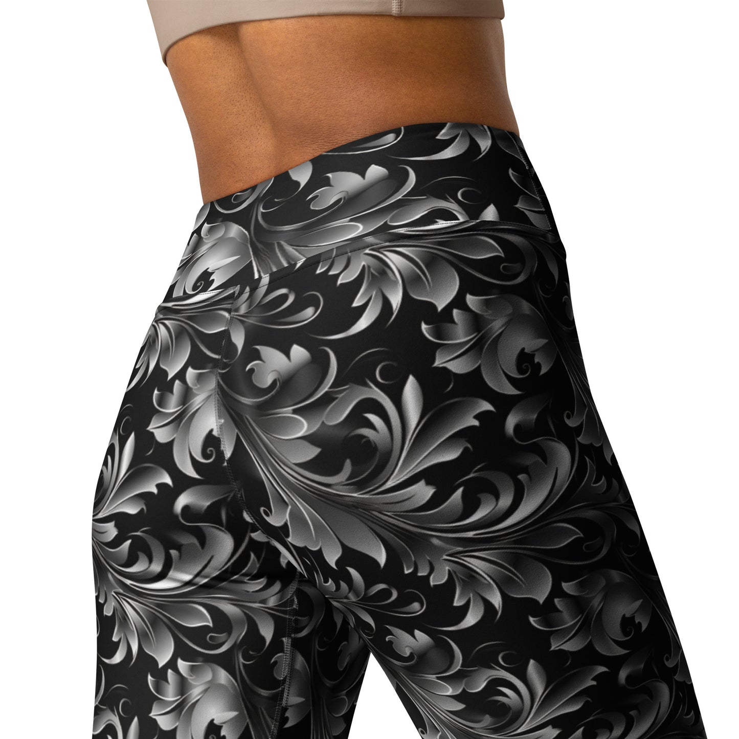 Black Artificial Intelligence Leggins A.I. Artwork back side